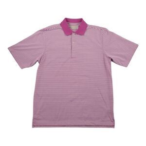 Men's Donald Ross XXL Striped short sleeve pink, blue & white Polo Golf Shirt.